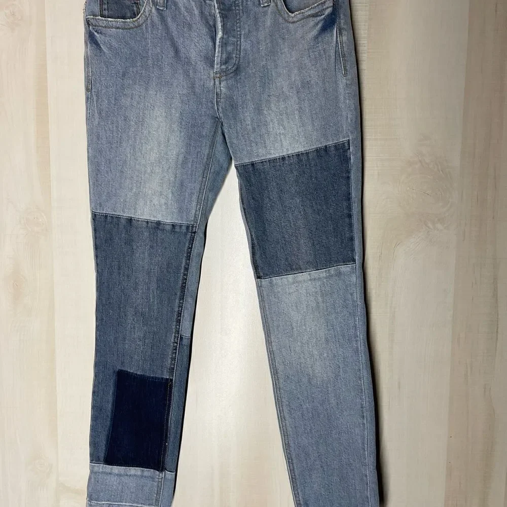 Free People patchwork‎ button fly denim jeans, size 27